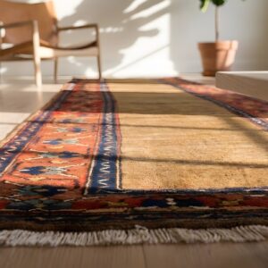 Antique Floral Wool Hand Knotted Hallway Runner Rug 1890s (SKU 22667) - in-room detail