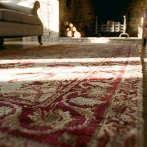 Antique Floral Pattern Fine Weave Hallway Runner Persian Kerman Rug (SKU 25606) - in-room detail