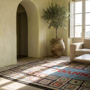 Folk Art Pattern Antique American Hooked Rug Signed Joanne (SKU 17474) - room view