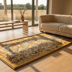 Antique French Allover Floral Flat Weave Rug (SKU 25095) - room view