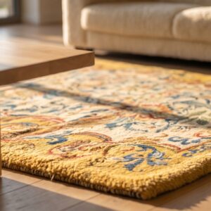 Antique French Allover Floral Flat Weave Rug (SKU 25095) - in-room detail