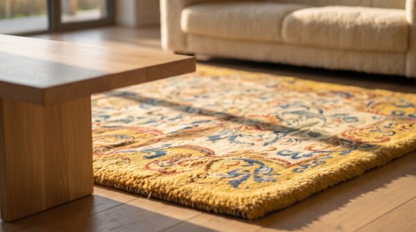 Antique french allover floral flat weave rug 10 Antique french allover floral flat weave rug (sku 25095) - in-room detail