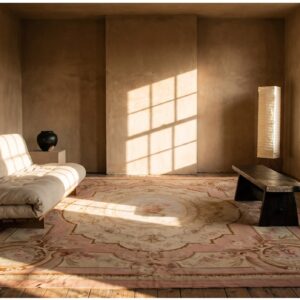 Antique French Aubusson Carpet 10'10"×15' Ivory Field, Rose Pink Border, Napoleon III, Circa 1880 (SKU 21472) - room view