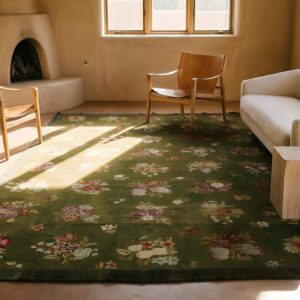 Antique French Empire Savonnerie Carpet 8'×13'6" Green & Pink, Circa 1820 (SKU 19261) - room view