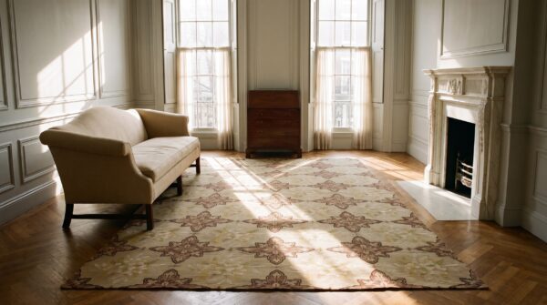 Antique french needlepoint carpet 7'4"×12'4" ivory & burgundy, wool & silk, circa 1880 11 Antique french needlepoint carpet 7'4"×12'4" ivory & burgundy, wool & silk, circa 1880 (sku 18513) - room view