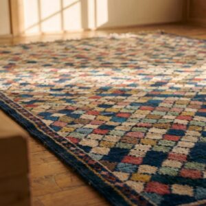 Antique Gabbeh Small Scatter Size Wool Multicolor Rug (SKU 18909) - in-room detail