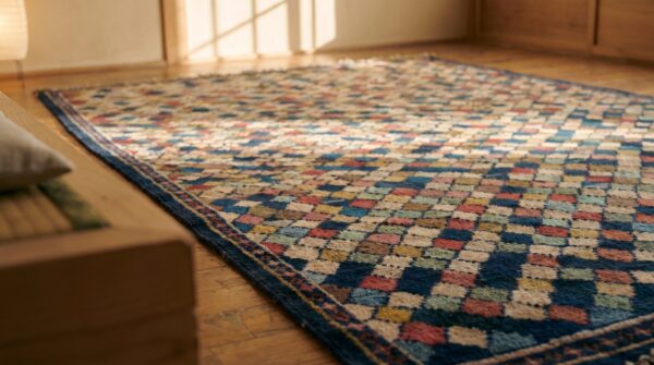 Antique gabbeh small scatter size wool multicolor rug 11 Antique gabbeh small scatter size wool multicolor rug (sku 18909) - in-room detail