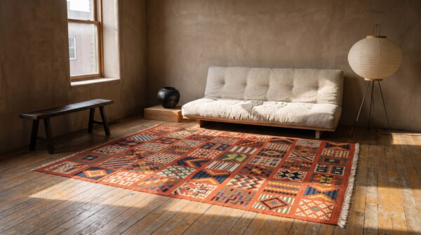 Antique gafsa tunisia knotted rug 6 Antique gafsa tunisia knotted rug (sku 20884) - room view