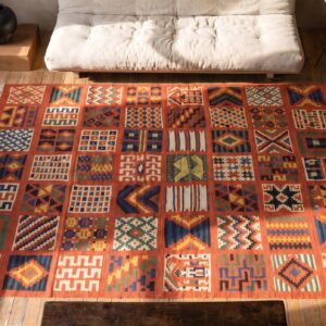 Antique Gafsa Tunisia Knotted Rug (SKU 20884) - styled overhead view
