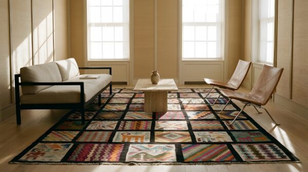 Antique gafsa tunisia flat weave rug (sku 25701) - room view