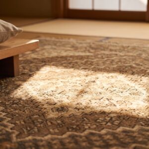 Antique Geometric Diamond Pattern East Turkestan Earthy Color Khotan Rug (SKU 20039) - in-room detail