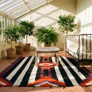 Geometric Flatwoven Antique Native American Chiefs Blanket Rug (SKU 25322) - room view
