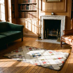 Antique Geometric Folk Art Design American Hooked Rug (SKU 17469) - room view