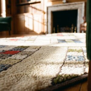 Antique Geometric Folk Art Design American Hooked Rug (SKU 17469) - in-room detail