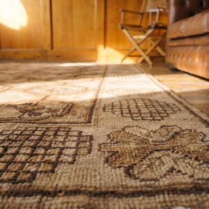 Geometric Antique Long and Narrow Size Khotan East Turkestan Rug (SKU 19442) - in-room detail