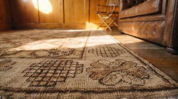 Geometric antique long and narrow size khotan east turkestan rug 7 Geometric antique long and narrow size khotan east turkestan rug (sku 19442) - in-room detail