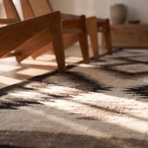 Antique Geometric Pattern Native American Flat Weave Rug (SKU 25065) - in-room detail