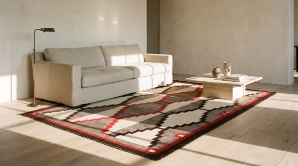 Gray antique wool 1930s square flat weave navajo rug (sku 24134) - room view