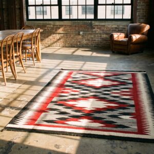 Gray Antique Allover Geometric 1930s Wool Rectangle Flat Weave Rug (SKU 20823) - room view