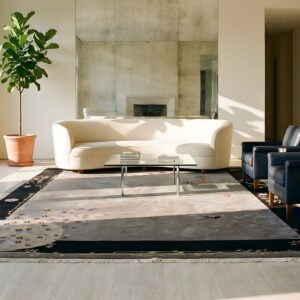 Gray Background Antique Room Size Floral Chinese Deco Rug (SKU 25348) - room view