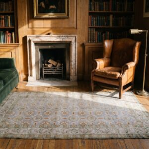 Gray Color Artistic Allover Design Antique Small Size Agra Rug (SKU 19972) - room view