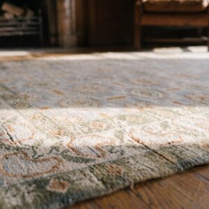 Gray Color Artistic Allover Design Antique Small Size Agra Rug (SKU 19972) - in-room detail