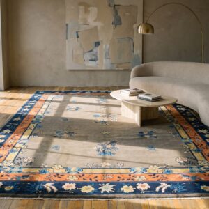 Antique Gray Color Floral Pattern Chinese Room Size Peking Rug (SKU 23112) - room view