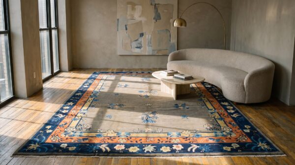 Antique gray color floral pattern chinese room size peking rug (sku 23112) - room view