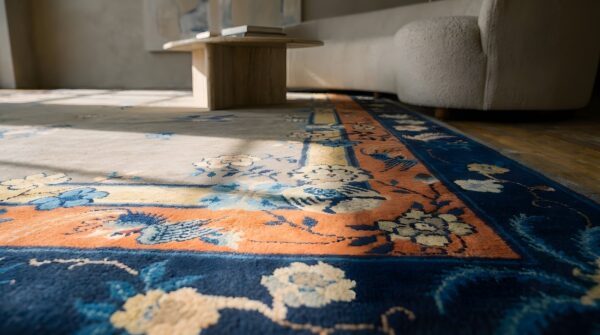 Antique gray color floral pattern chinese room size peking rug (sku 23112) - in-room detail