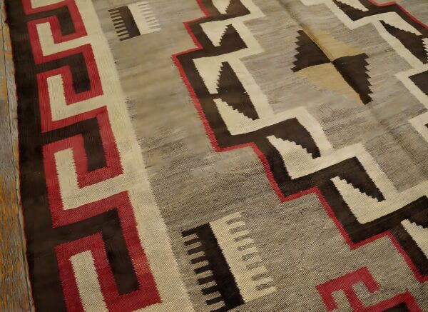Antique wool gray flat weave rug (sku 23976) - in-room detail