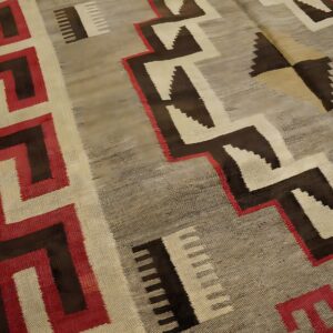 Antique Wool Gray Flat Weave Rug (SKU 23976) - styled overhead view