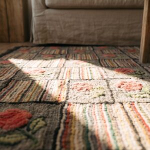 Antique Wool Gray Hooked - Loop Pile Rug (SKU 19089) - in-room detail
