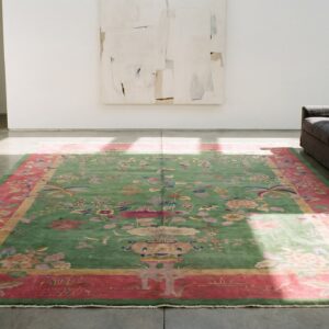 Green Background Room Size Antique Classic Chinese Deco Rug (SKU 23023) - room view
