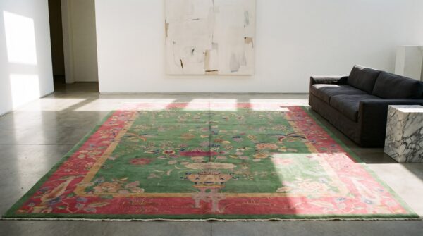 Green background room size antique classic chinese deco rug 6 Green background room size antique classic chinese deco rug (sku 23023) - room view