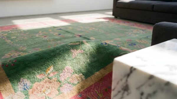 Green background room size antique classic chinese deco rug 7 Green background room size antique classic chinese deco rug (sku 23023) - in-room detail