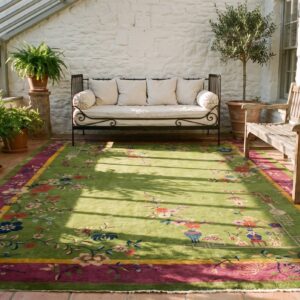 Antique Green Background Room Size Deco Chinese Rug (SKU 25711) - room view