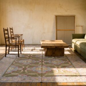 Green Color Artistic Antique Indian Flatweave Cotton Dhurrie Long and Narrow Gallery Size Rug (SKU 17726) - room view
