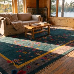 Green Color Antique Big Oversized Chinese Art Deco Carpet (SKU 25504) - room view
