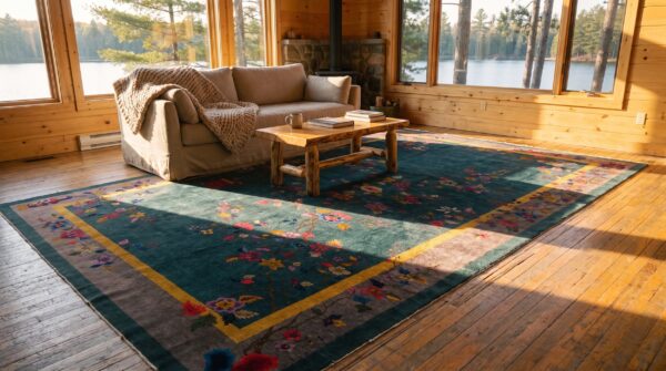 Green color antique big oversized chinese art deco carpet 9 Green color antique big oversized chinese art deco carpet (sku 25504) - room view