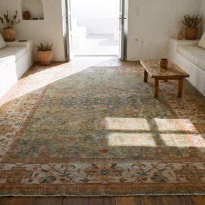 Green Oversized Antique Large Scale Allover Arts and Crafts Design Persian Sultanabad Carpet (SKU 23039) - room view