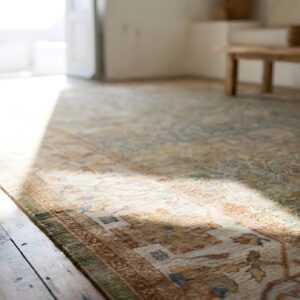Green Oversized Antique Large Scale Allover Arts and Crafts Design Persian Sultanabad Carpet (SKU 23039) - in-room detail