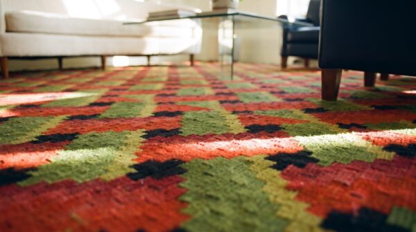 Green , red rare green and red geometric basket weave design antique ukraine bessarabian kilim rug 9 Green , red rare green and red geometric basket weave design antique ukraine bessarabian kilim rug (sku 25078) - in-room detail