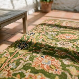 Green Tribal Room Size Antique Wool Pile Persian Room Size Sultanabad Rug (SKU 22779) - in-room detail
