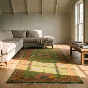 Antique Green Turkish Oushak Hallway Runner Rug (SKU 23289) - room view