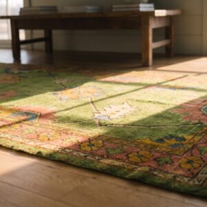 Antique Green Turkish Oushak Hallway Runner Rug (SKU 23289) - in-room detail