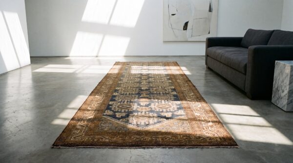Antique grey blue persian malayer hallway runner rug (sku 21895) - room view