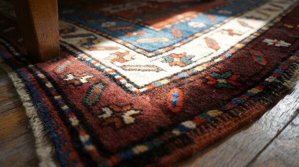 Antique hallway wool coral rug 8 Antique hallway wool coral rug (sku 24330) - in-room detail