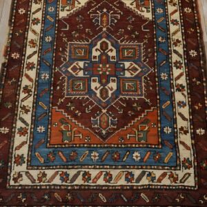 Antique Hallway Wool Coral Rug (SKU 24330) - styled overhead view