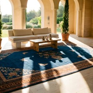 Hallway Runner Knotted Antique Chinese Blue - Peking 1920s Wool Rectangle Rug (SKU 25433) - room view