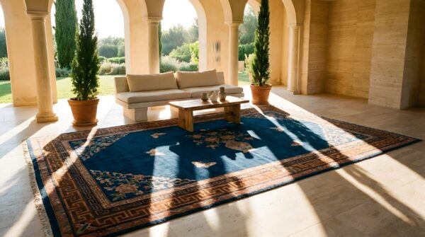 Hallway runner knotted antique chinese blue - peking 1920s wool rectangle rug 9 Hallway runner knotted antique chinese blue - peking 1920s wool rectangle rug (sku 25433) - room view